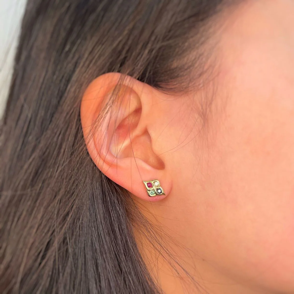Boucles D'Oreilles - Or, Diamants, Saphirs, Rubis, Emeraudes - Image 3