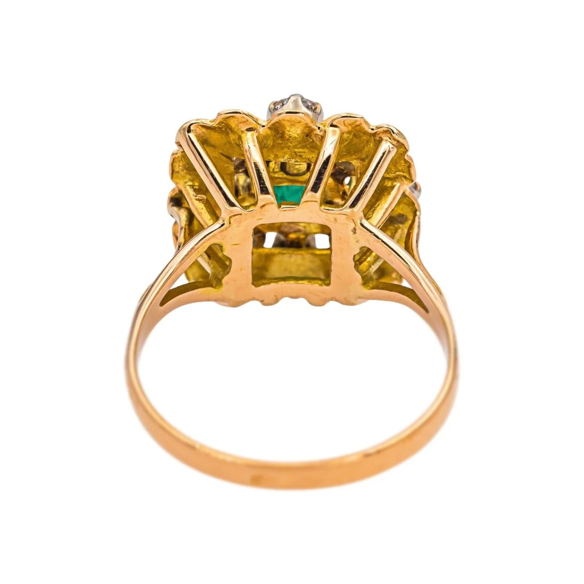 Bague Marguerite en or jaune, émeraude et diamants - Image 5