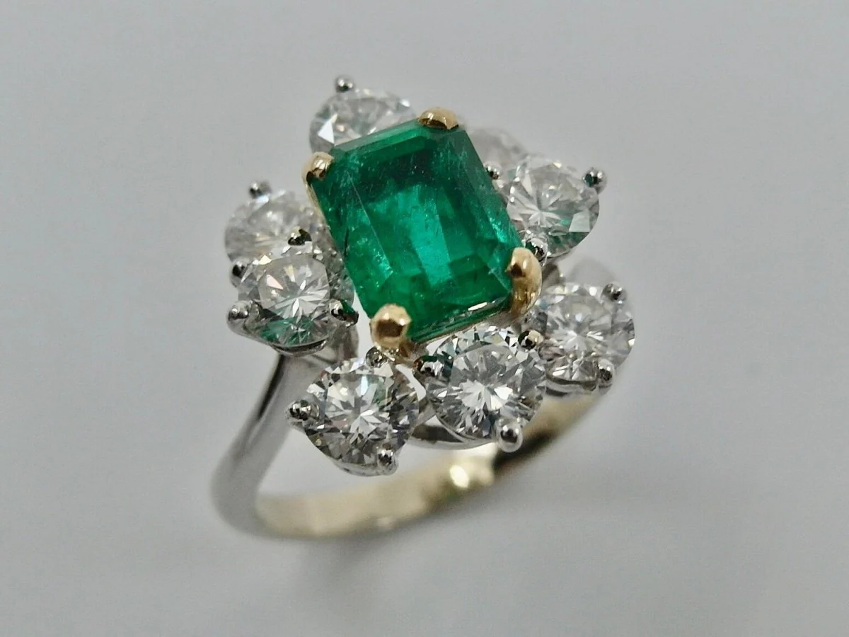 Bague de fiançailles diamants émeraude - Image 3