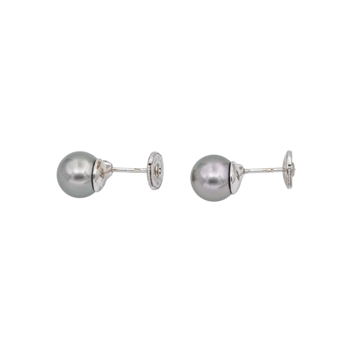 Boucles d'oreilles Clous en or blanc, perles et diamants - Image 6