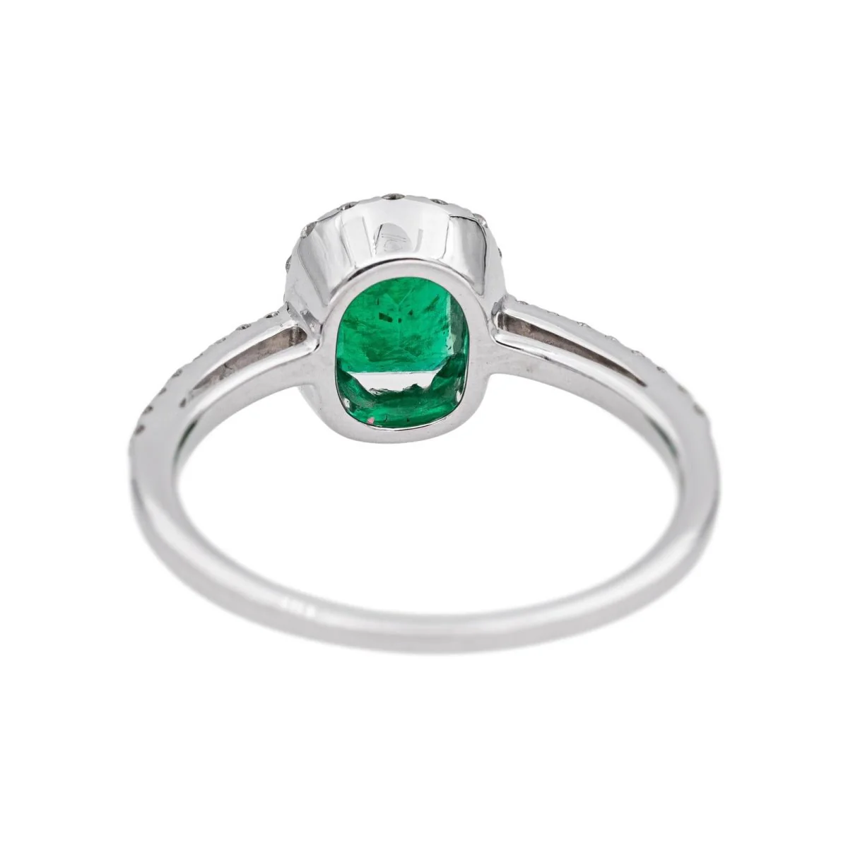 Bague Entourage en or blanc, émeraude et diamants - Image 5