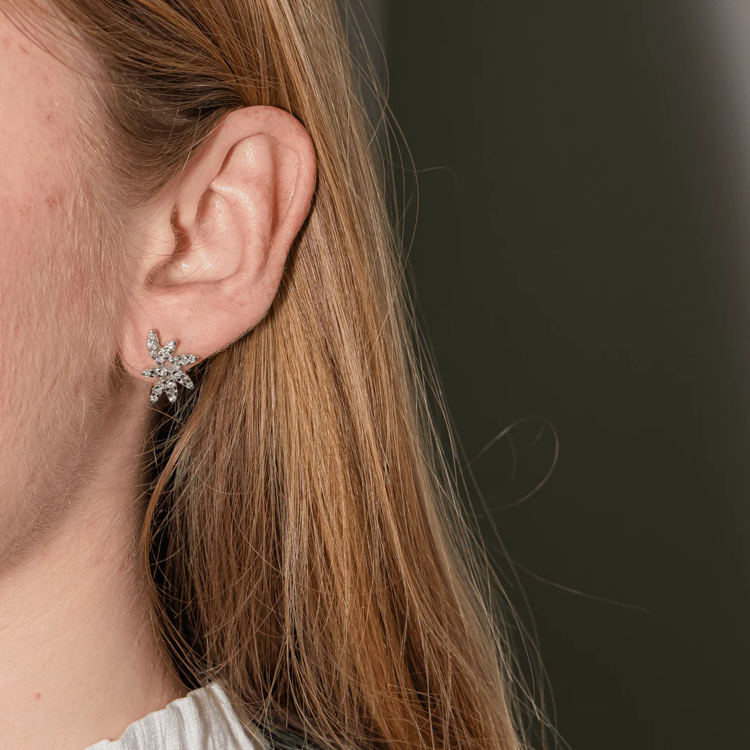 Boucles d'oreilles Clous en or blanc et diamant - Image 2