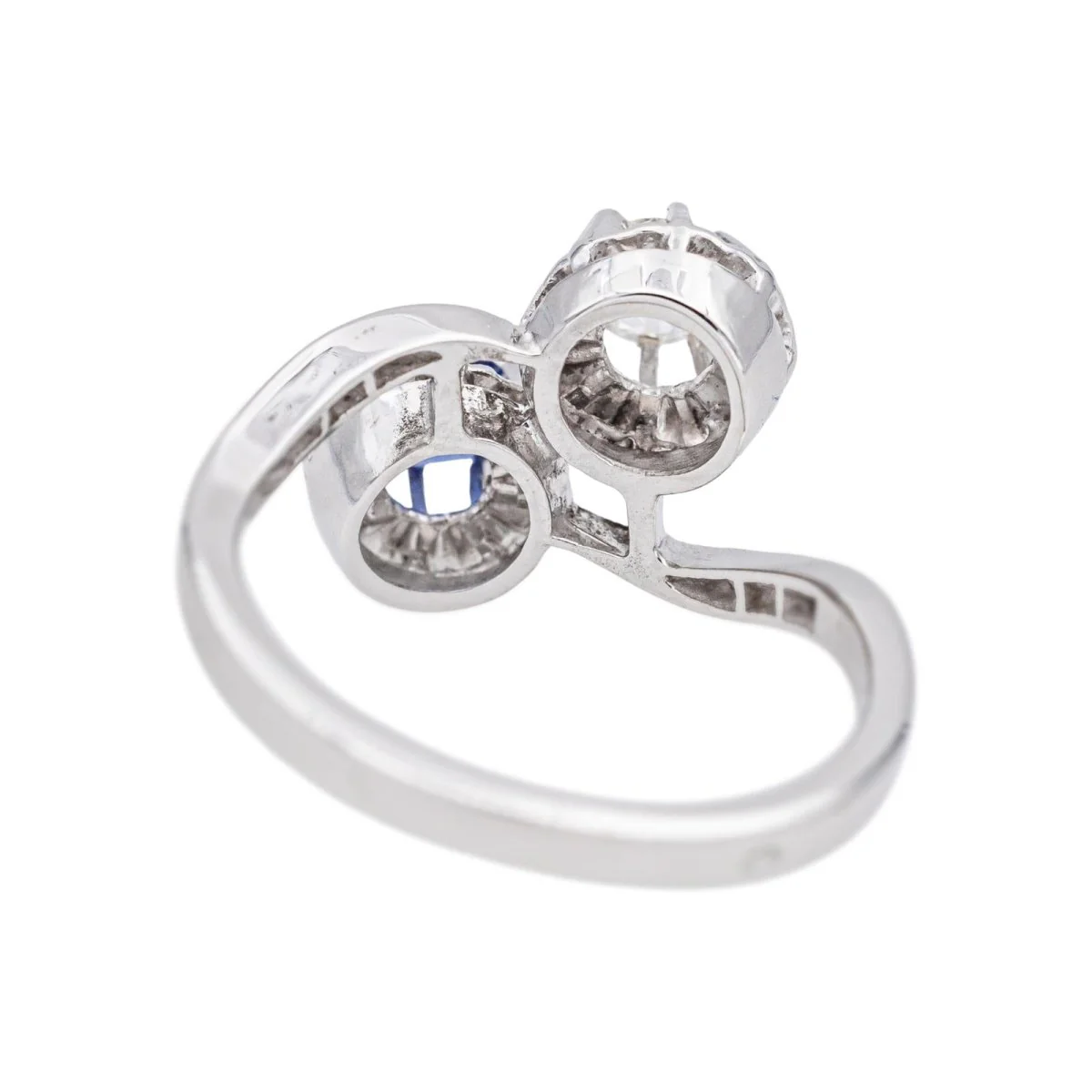 Bague Toi & Moi en or blanc, saphir et diamants - Image 5