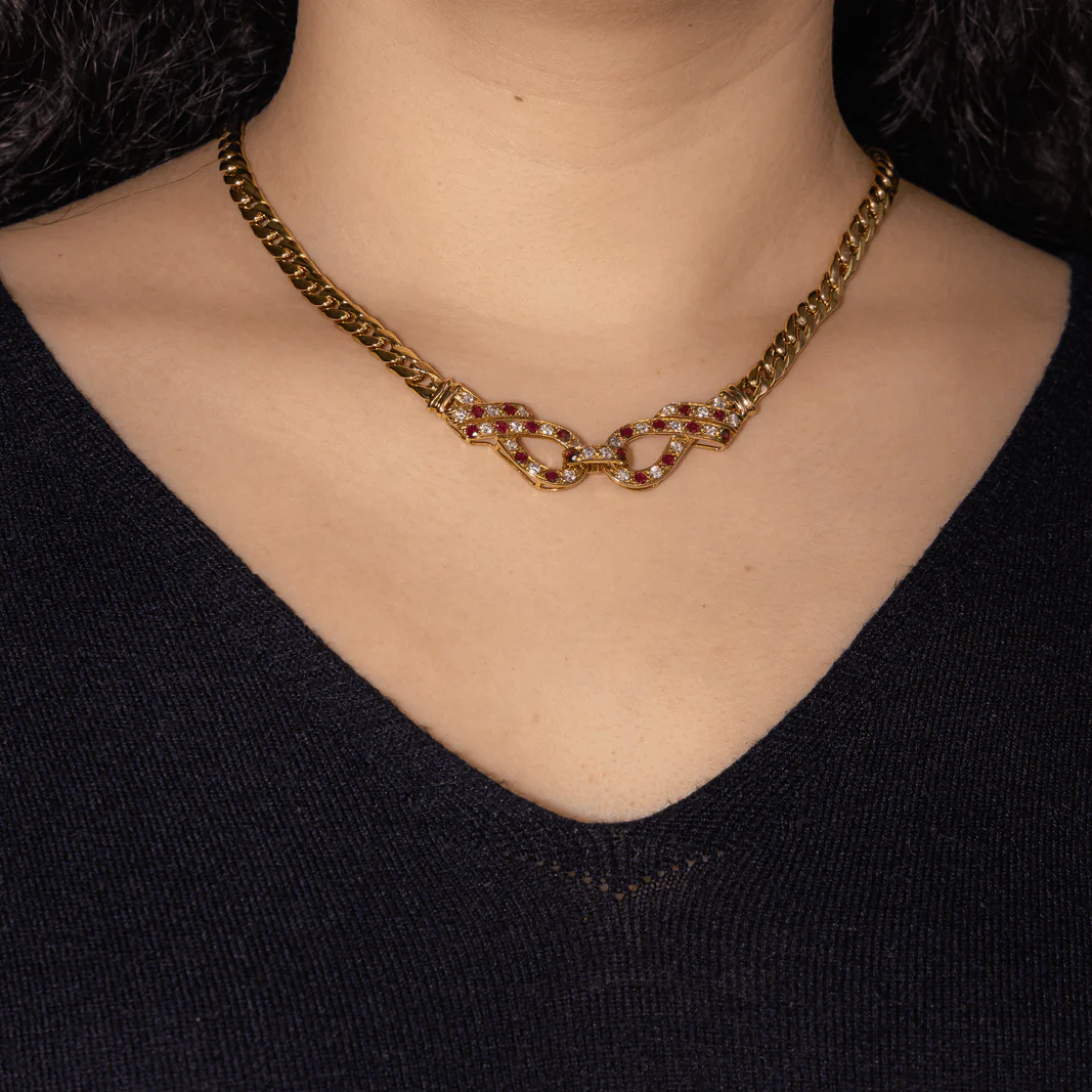 Collier Maille en or jaune, rubis et diamants - Image 2