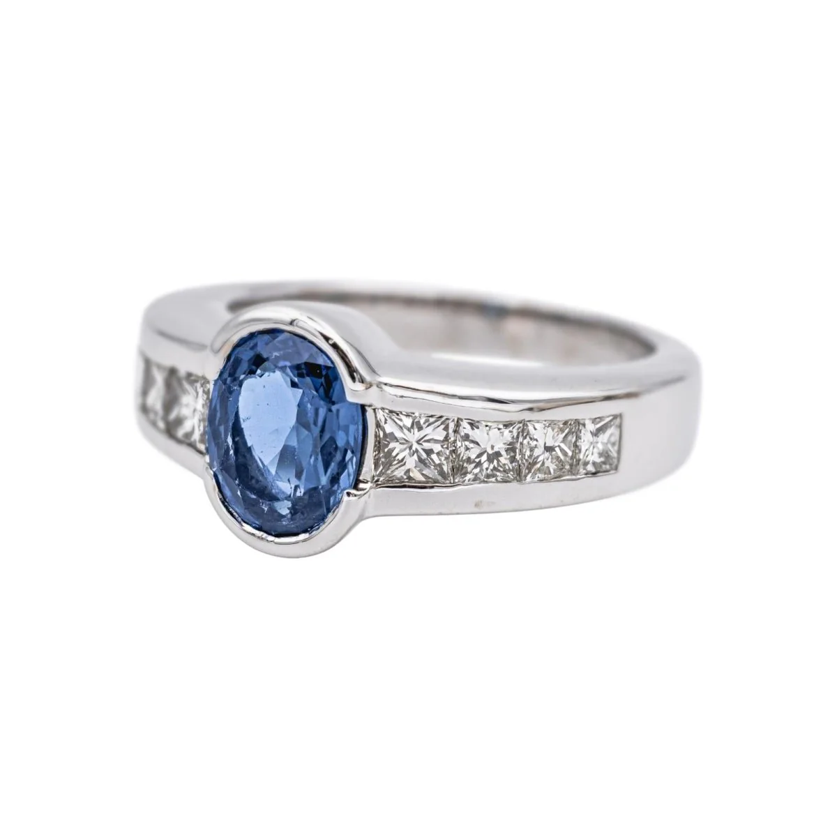 Bague Jonc en or blanc, saphir et diamants - Image 3