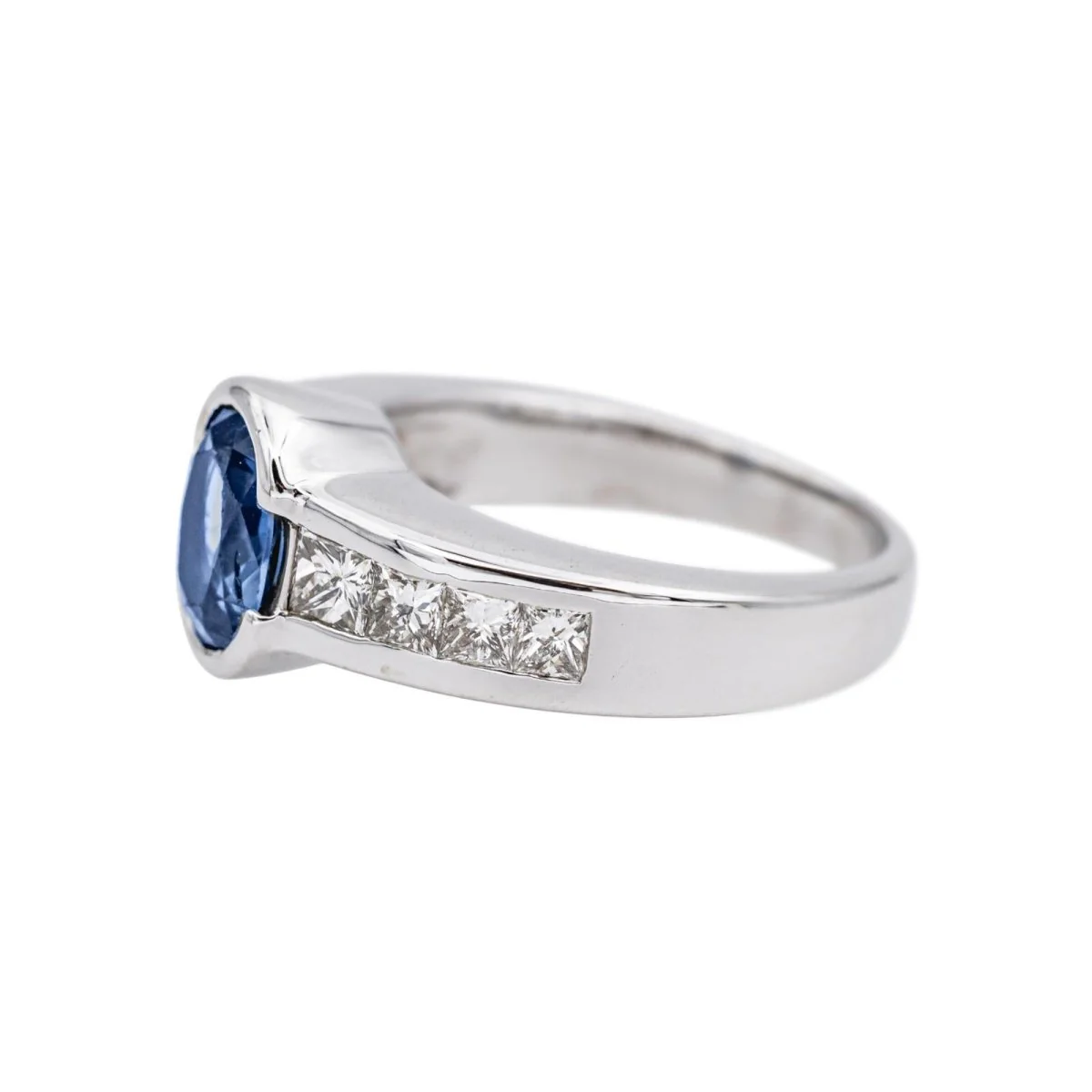 Bague Jonc en or blanc, saphir et diamants - Image 4