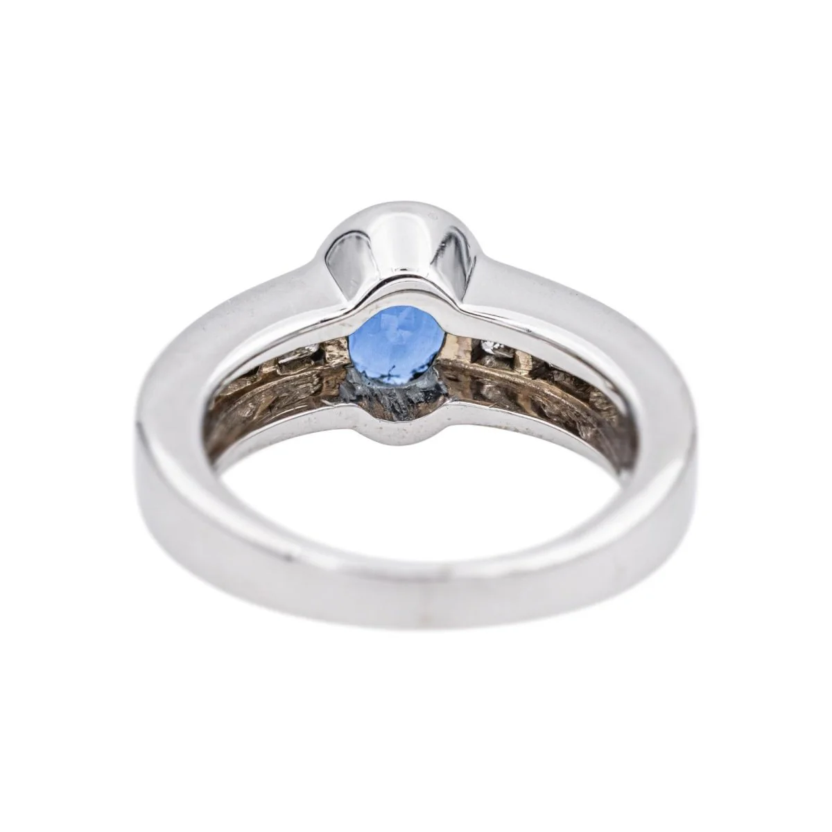 Bague Jonc en or blanc, saphir et diamants - Image 5