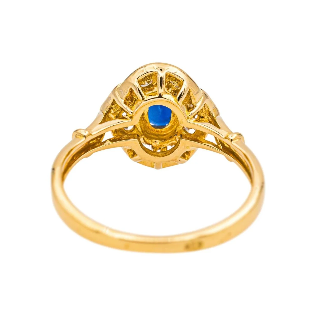 Bague Entourage en or jaune, saphir et diamants - Image 5