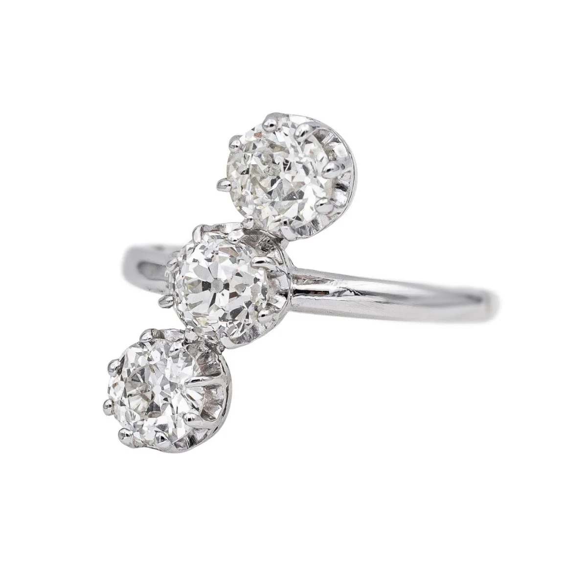 Bague Trilogie en platine et diamants - Image 3