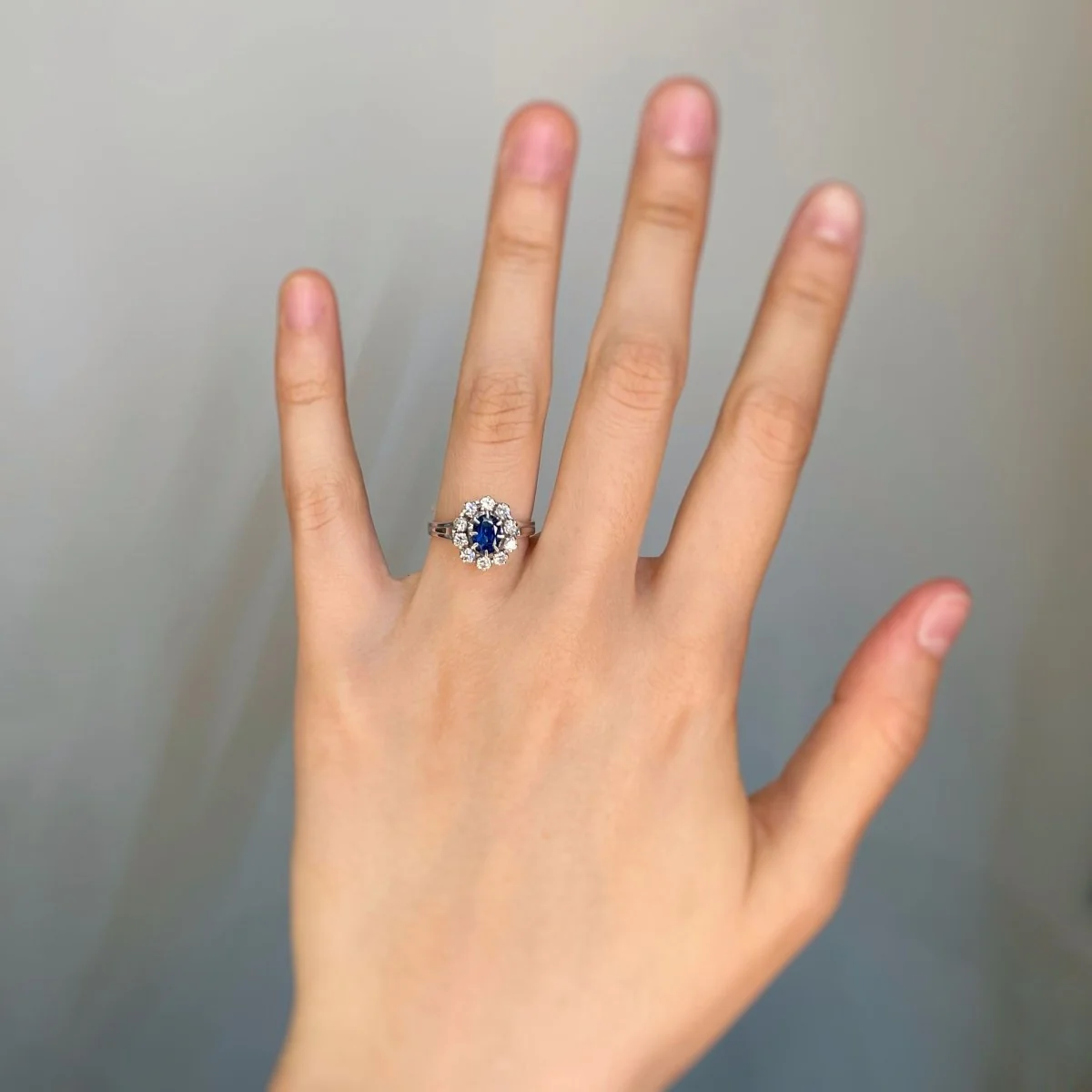 Bague - Or, Platine, saphir & diamants - Image 2