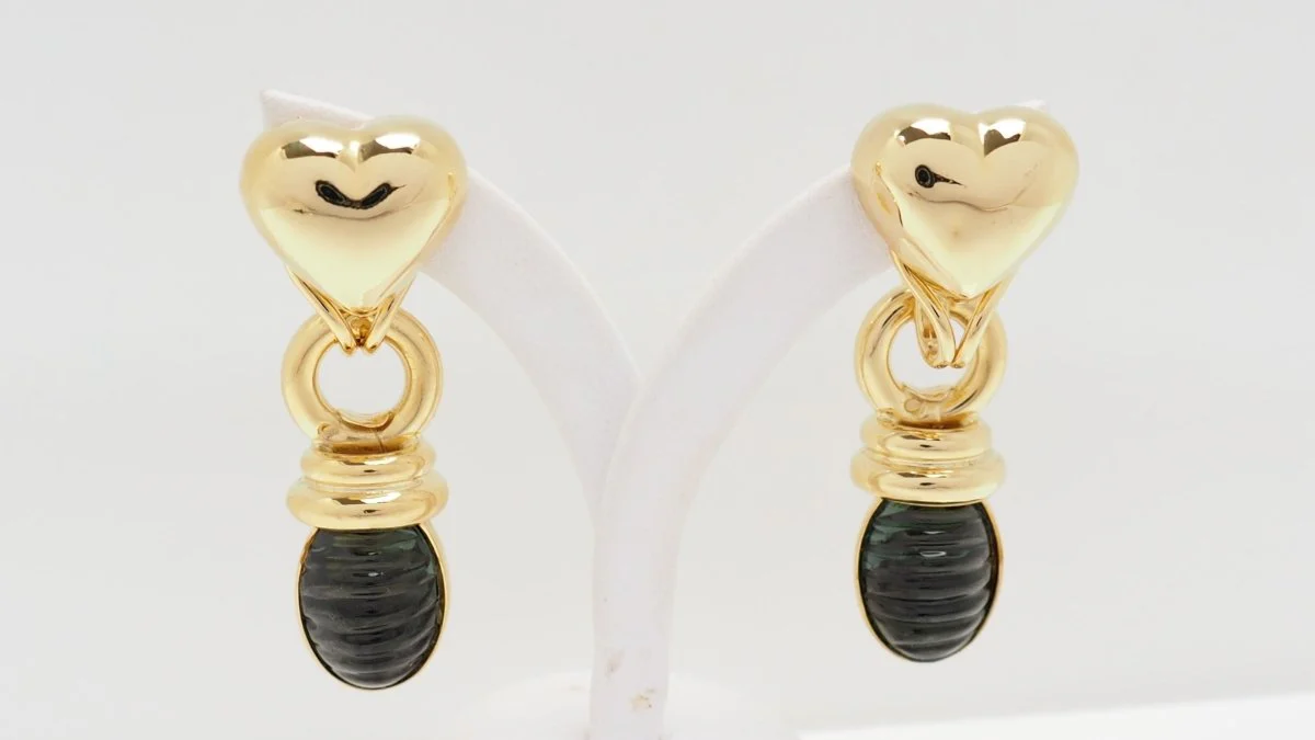 Boucles d'oreilles en or jaune et tourmalines
