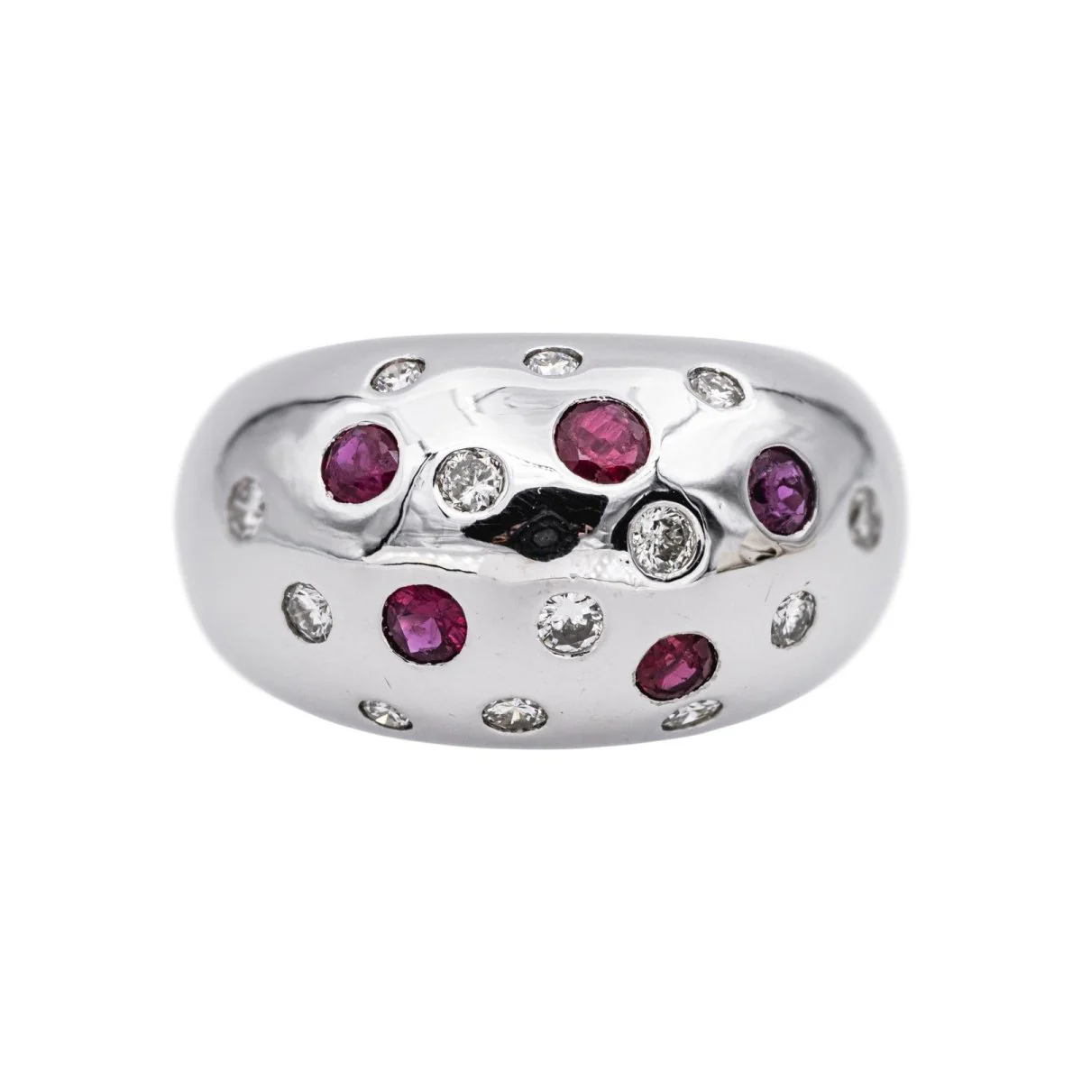Bague Cocktail en or blanc, rubis et diamants