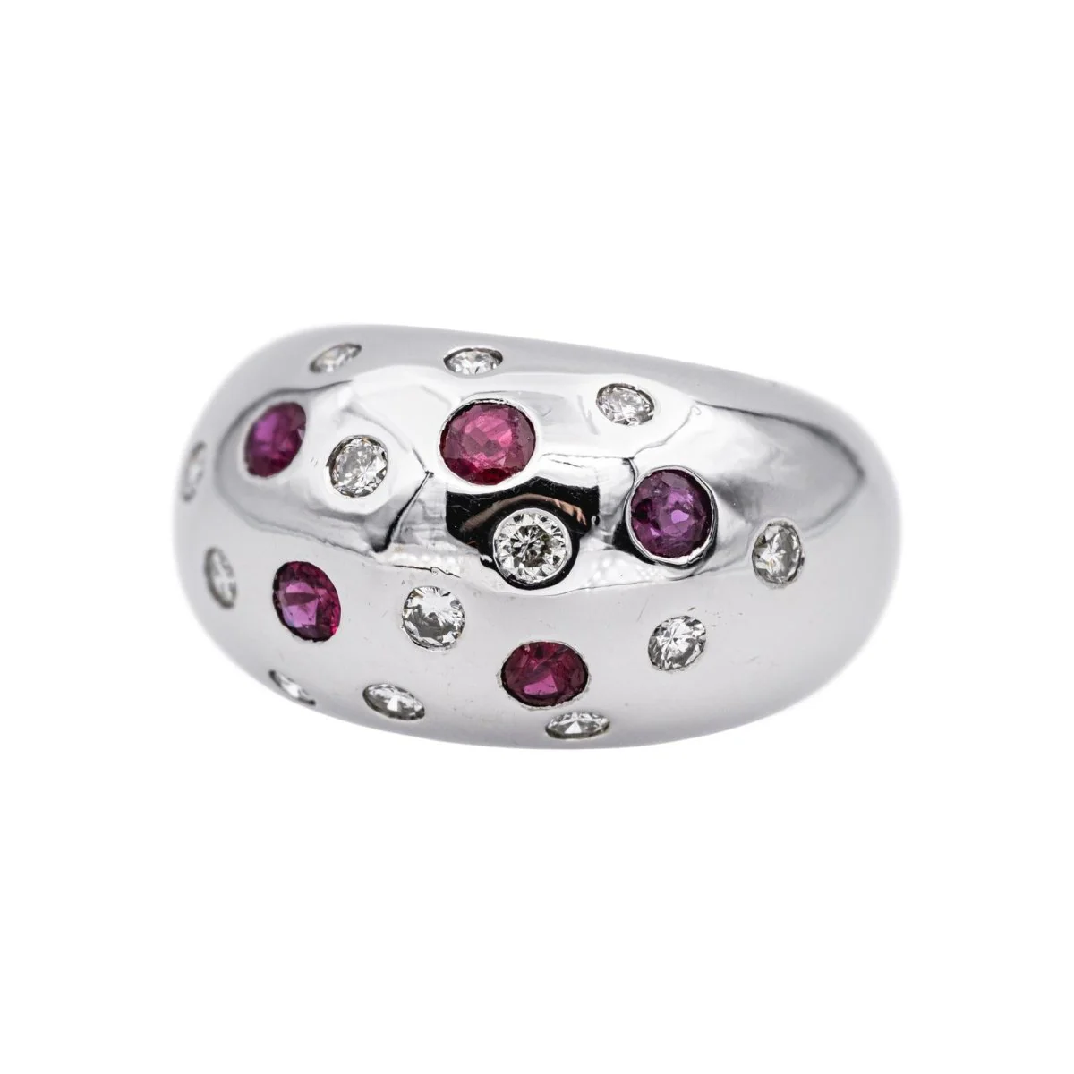 Bague Cocktail en or blanc, rubis et diamants - Image 3
