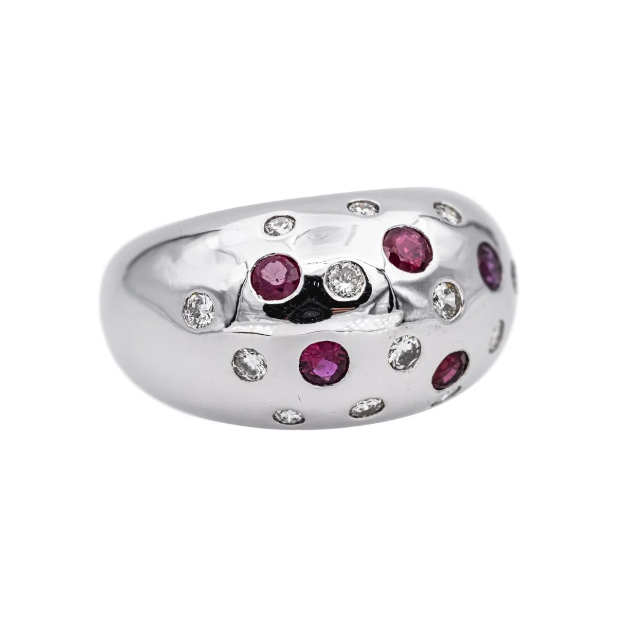 Bague Cocktail en or blanc, rubis et diamants - Image 6