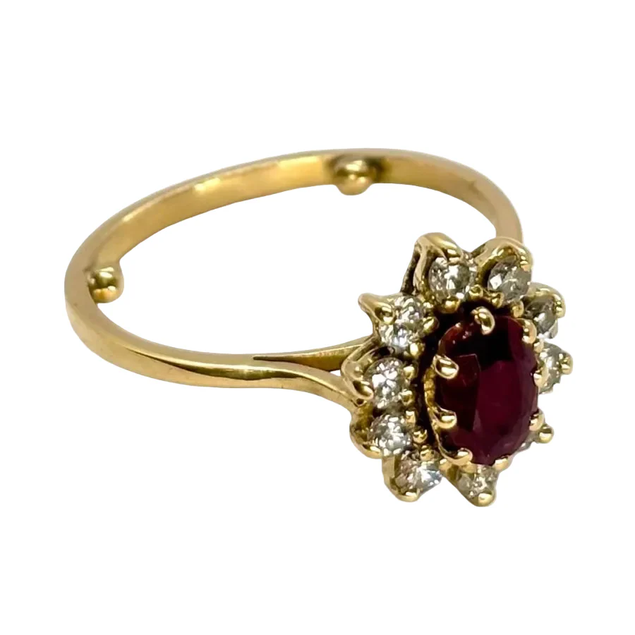 Bague Marguerite en or jaune, rubis, et diamants - Image 5