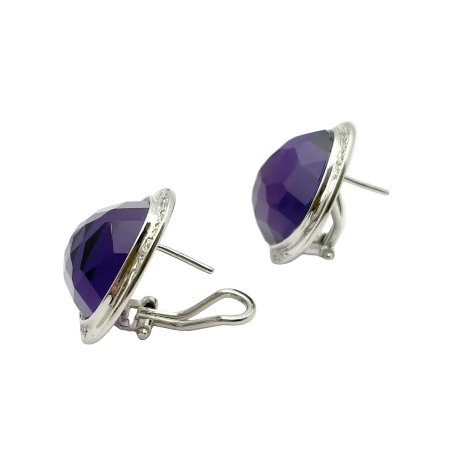 Boucles d'oreilles CREA en or blanc, améthystes et diamants - Image 2