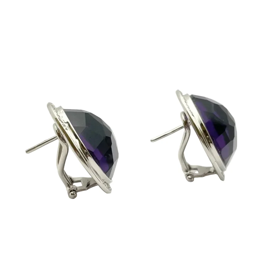 Boucles d'oreilles CREA en or blanc, améthystes et diamants - Image 4
