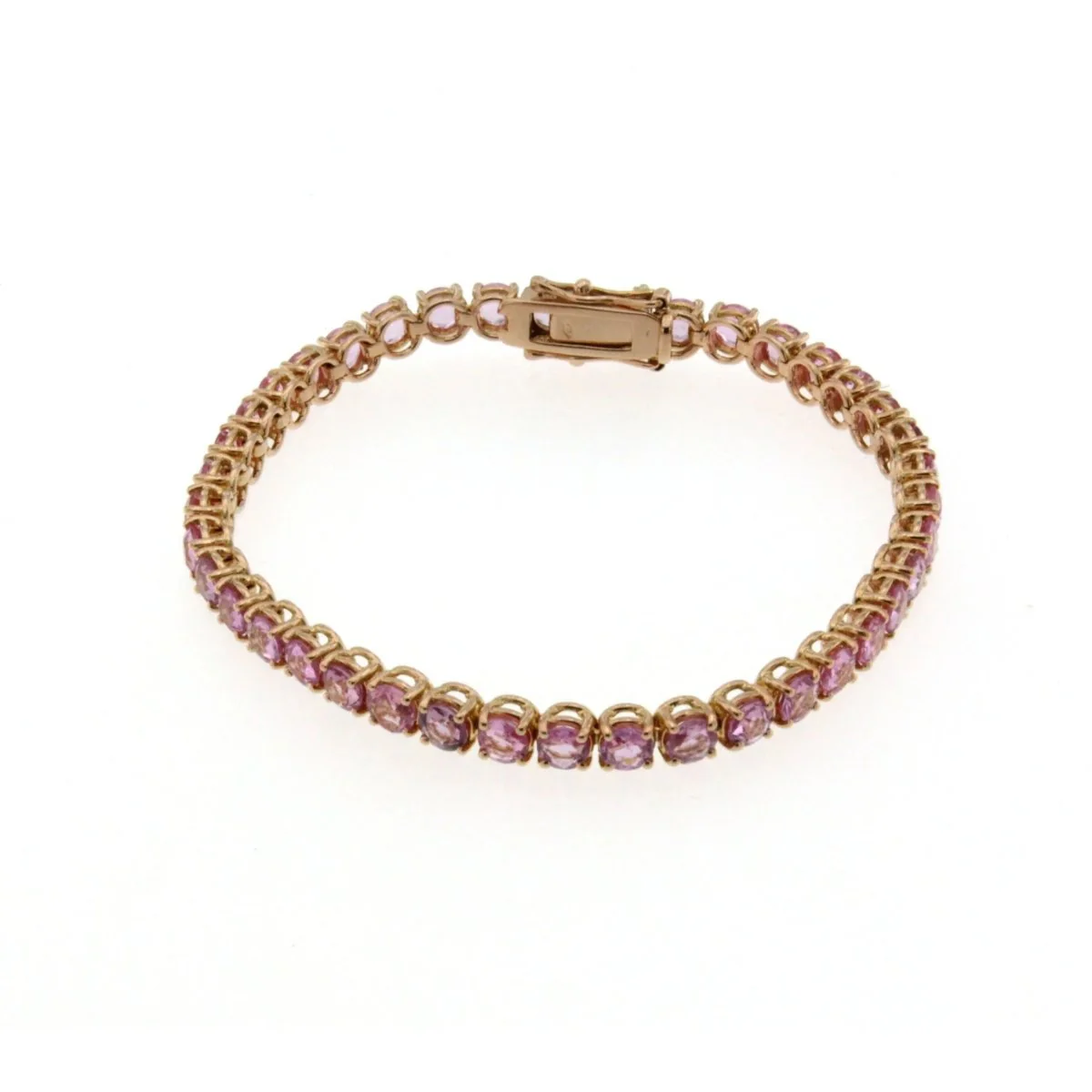 5 Carat Natural Pink Sapphire Rose Gold Tennis Bracelet - Image 2