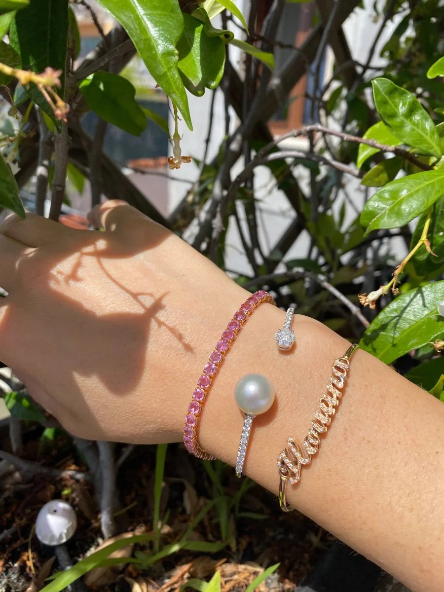 5 Carat Natural Pink Sapphire Rose Gold Tennis Bracelet - Image 7