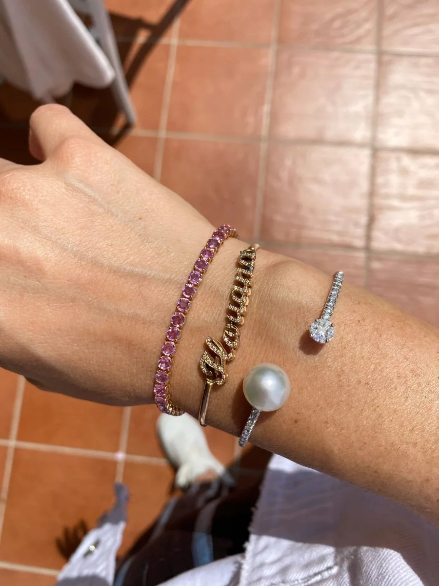 5 Carat Natural Pink Sapphire Rose Gold Tennis Bracelet - Image 9