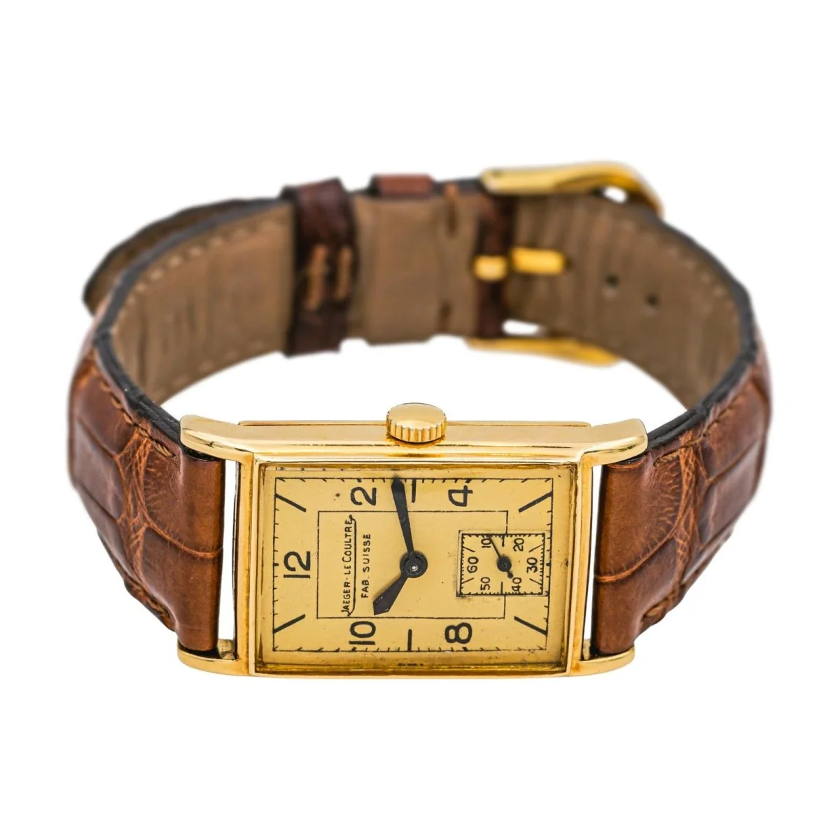 Montre JAEGER-LECOULTRE "Vintager" en or jaune, saphir et cuir - Image 4