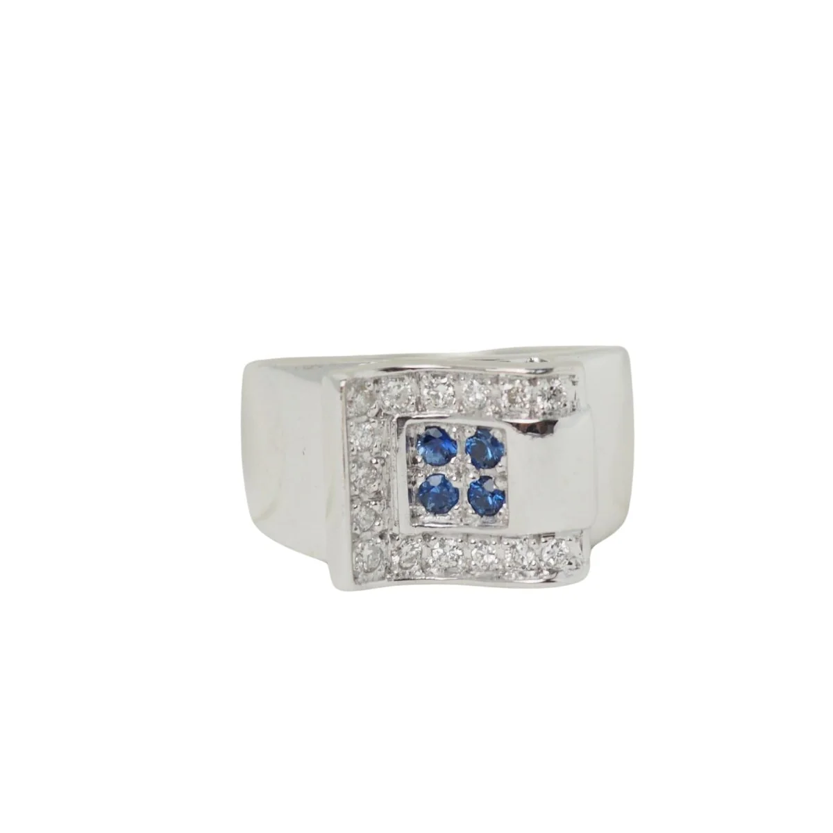 Bague Tank en or blanc, saphirs et diamants