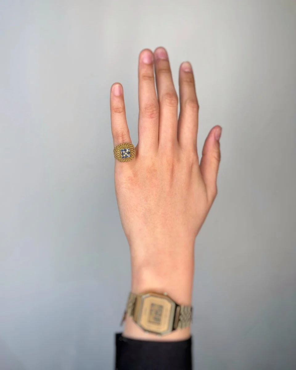 Bague Tressée - Or jaune et Saphirs - Image 5