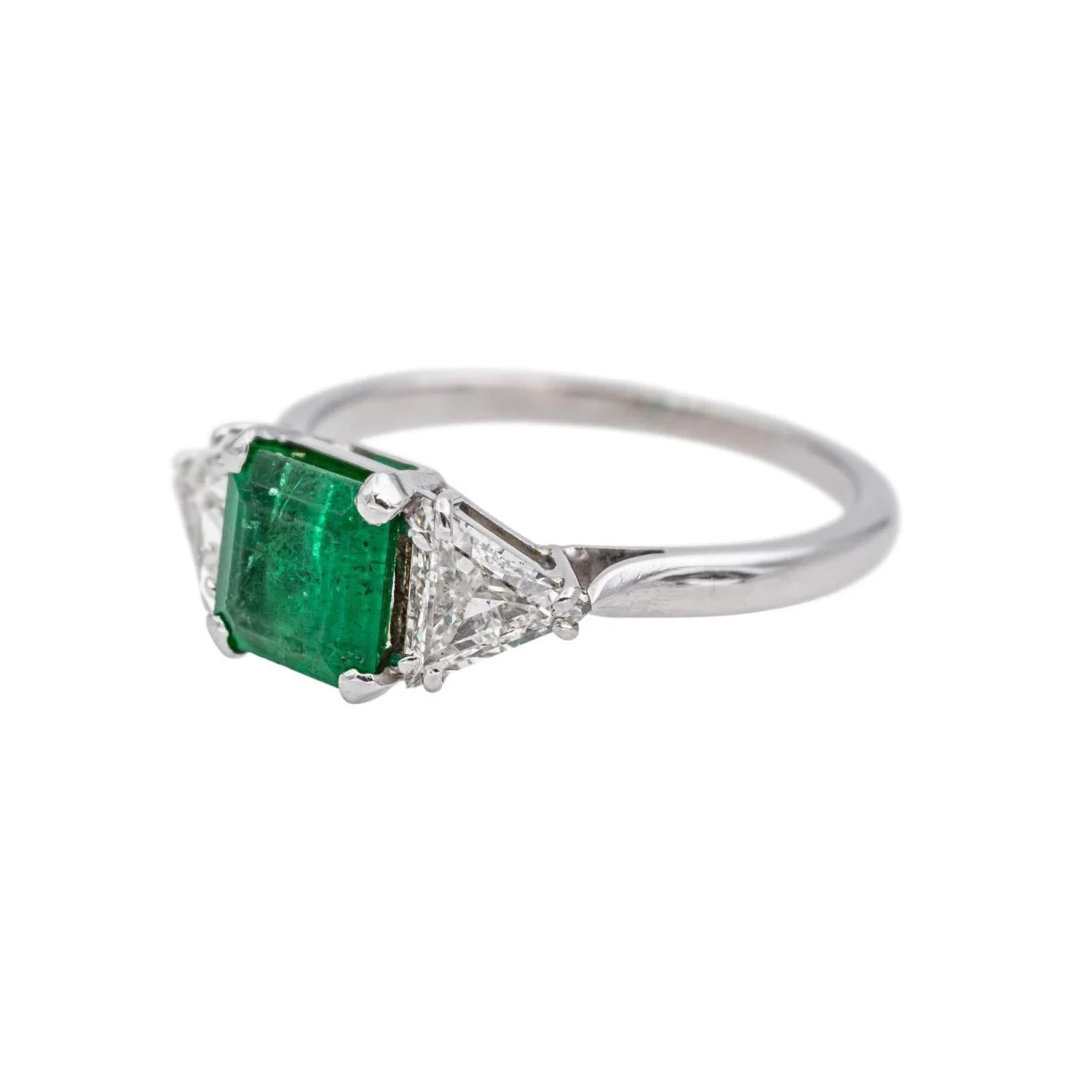 Bague Trilogie en or blanc, émeraude et diamants - Image 3