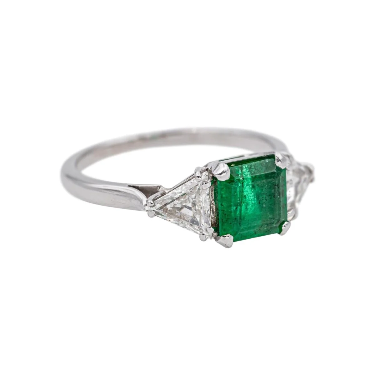 Bague Trilogie en or blanc, émeraude et diamants - Image 6
