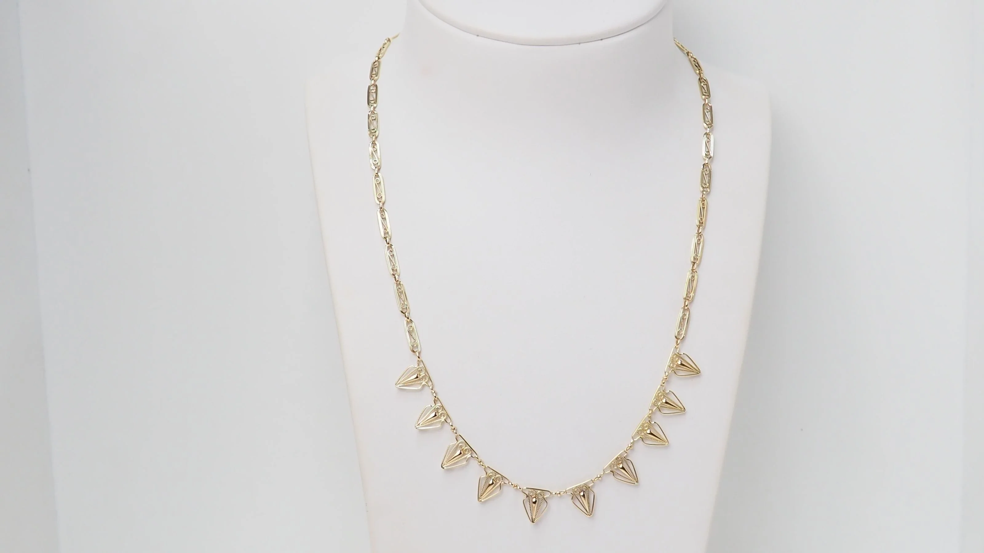 Collier draperie ancien en or jaune - Image 5