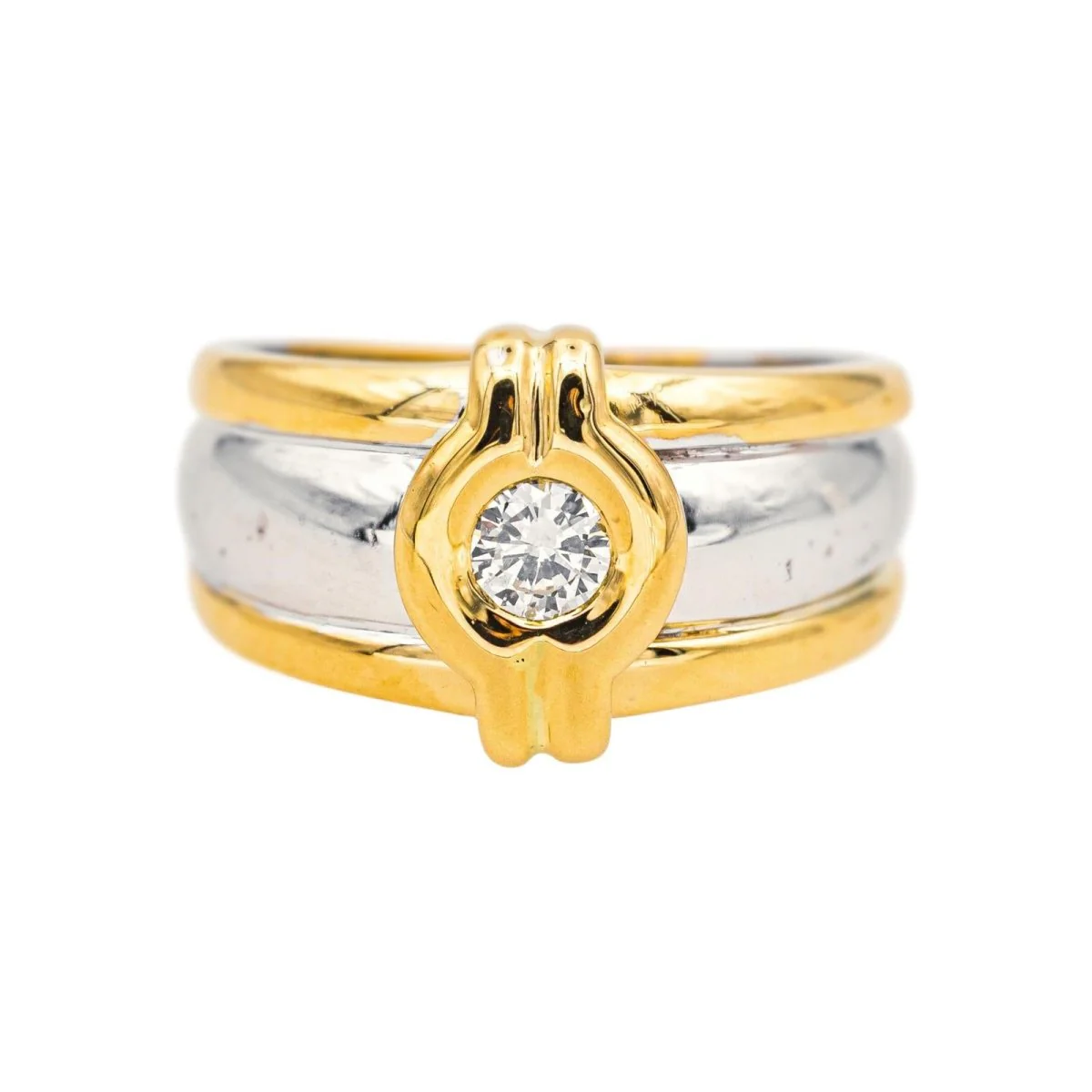 Bague Jonc en or jaune, or blanc et diamant