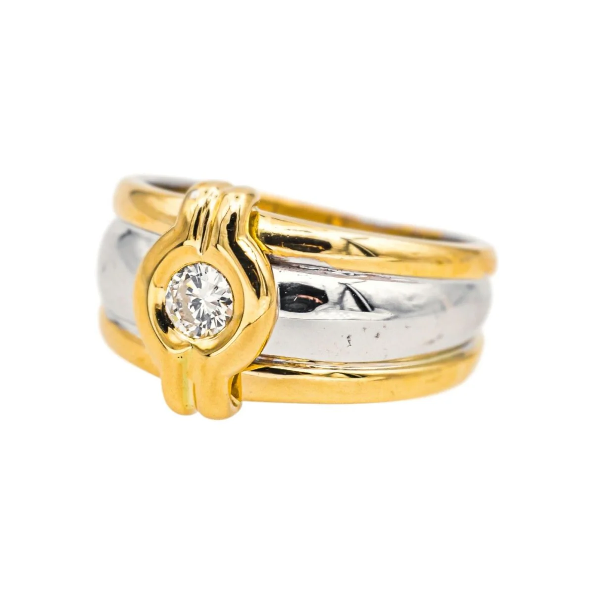 Bague Jonc en or jaune, or blanc et diamant - Image 3