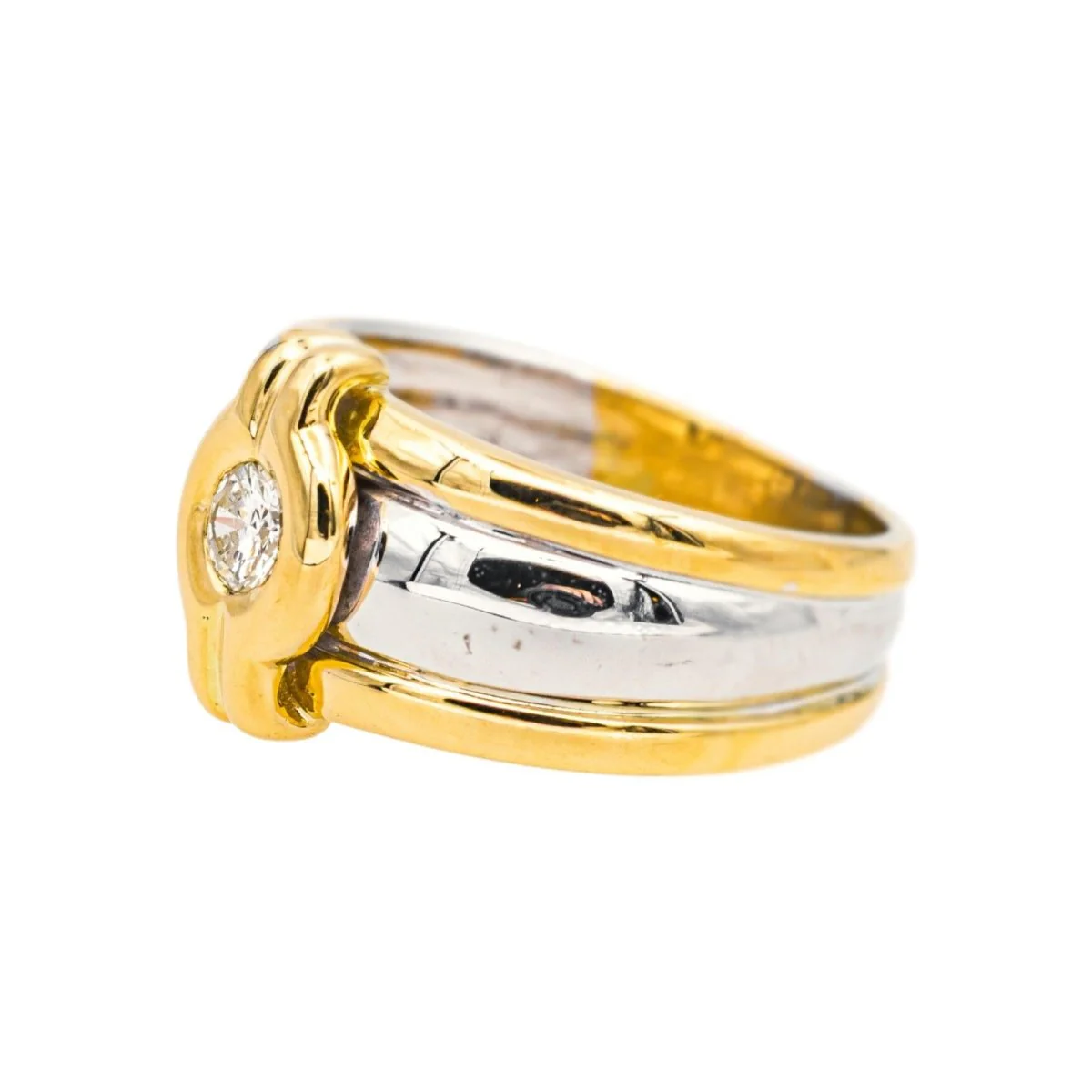 Bague Jonc en or jaune, or blanc et diamant - Image 4