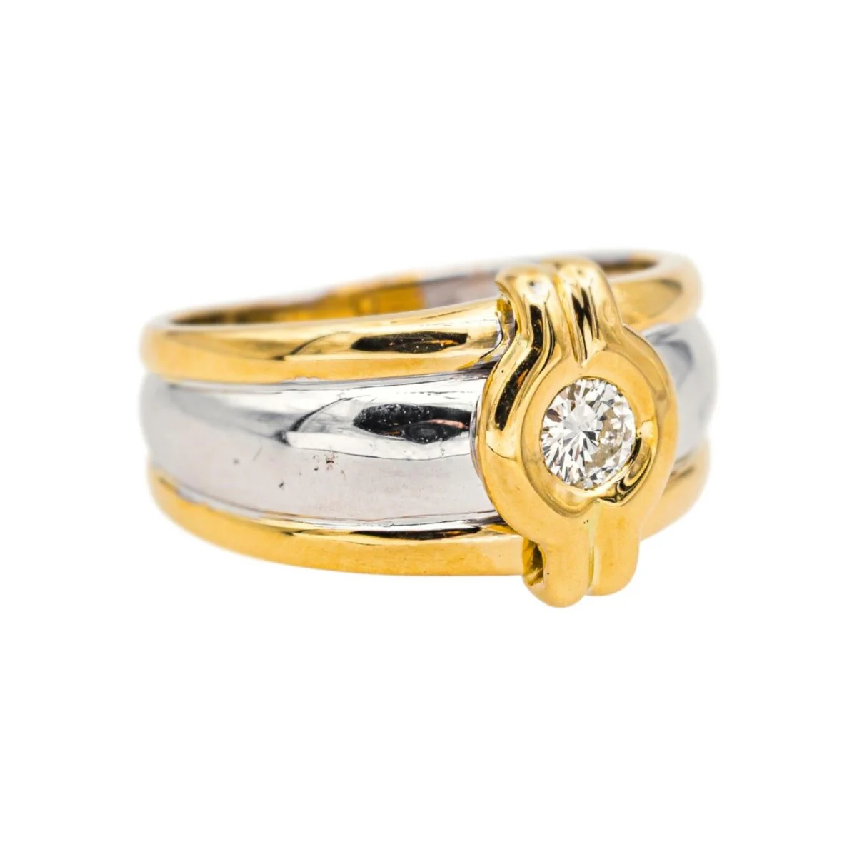 Bague Jonc en or jaune, or blanc et diamant - Image 6