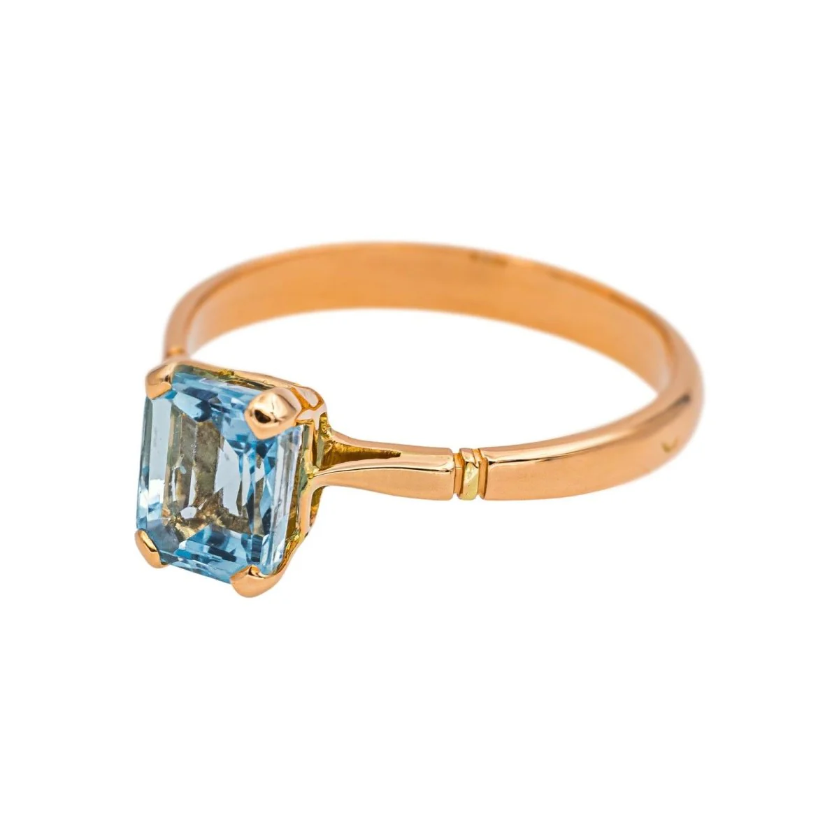 Bague Solitaire en or rose et aigue-marine - Image 3
