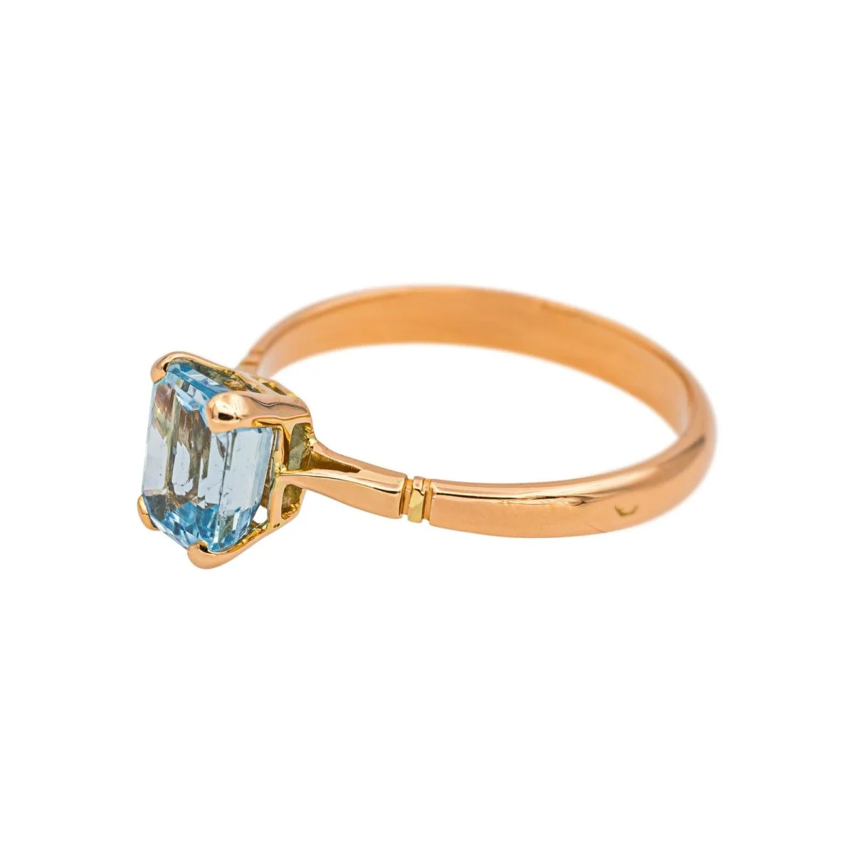 Bague Solitaire en or rose et aigue-marine - Image 4