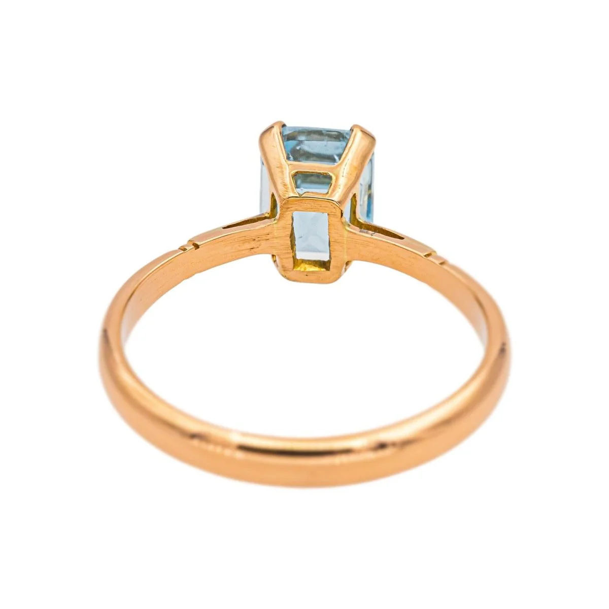 Bague Solitaire en or rose et aigue-marine - Image 5