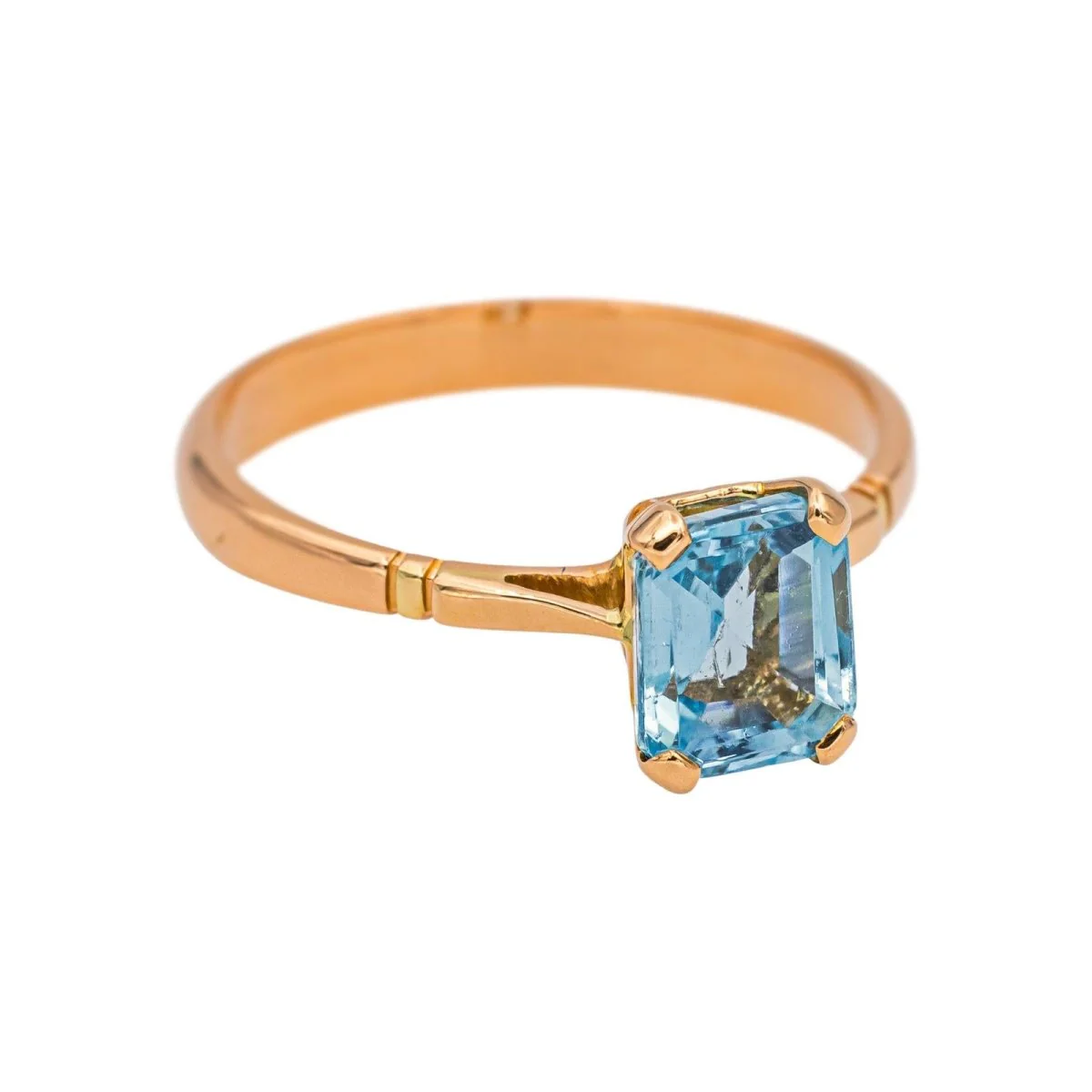 Bague Solitaire en or rose et aigue-marine - Image 6