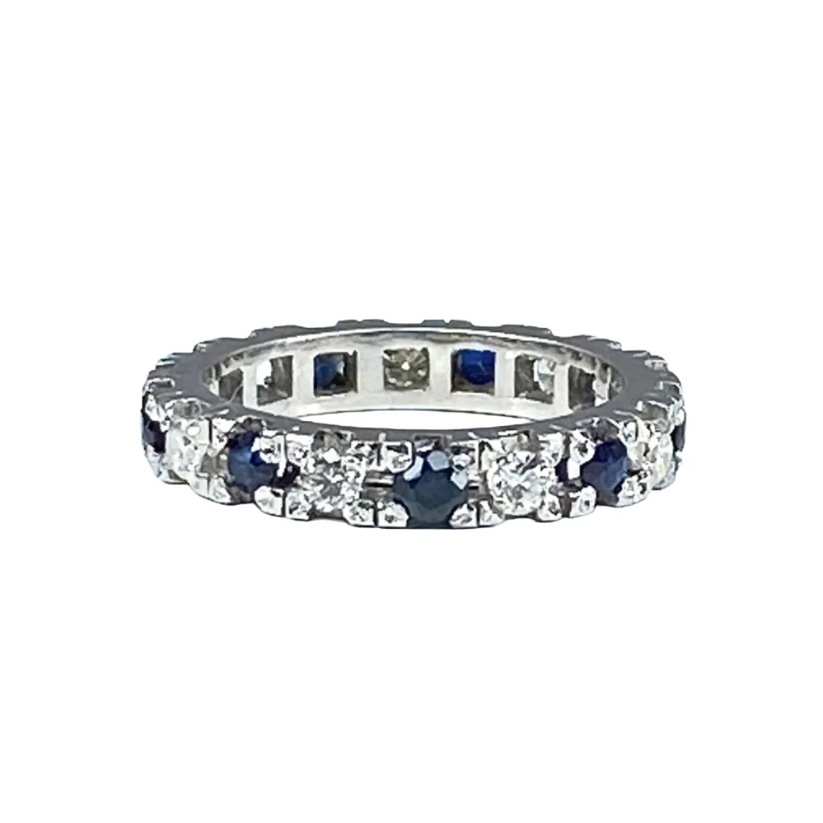 Bague Alliance en or blanc, saphirs et diamants