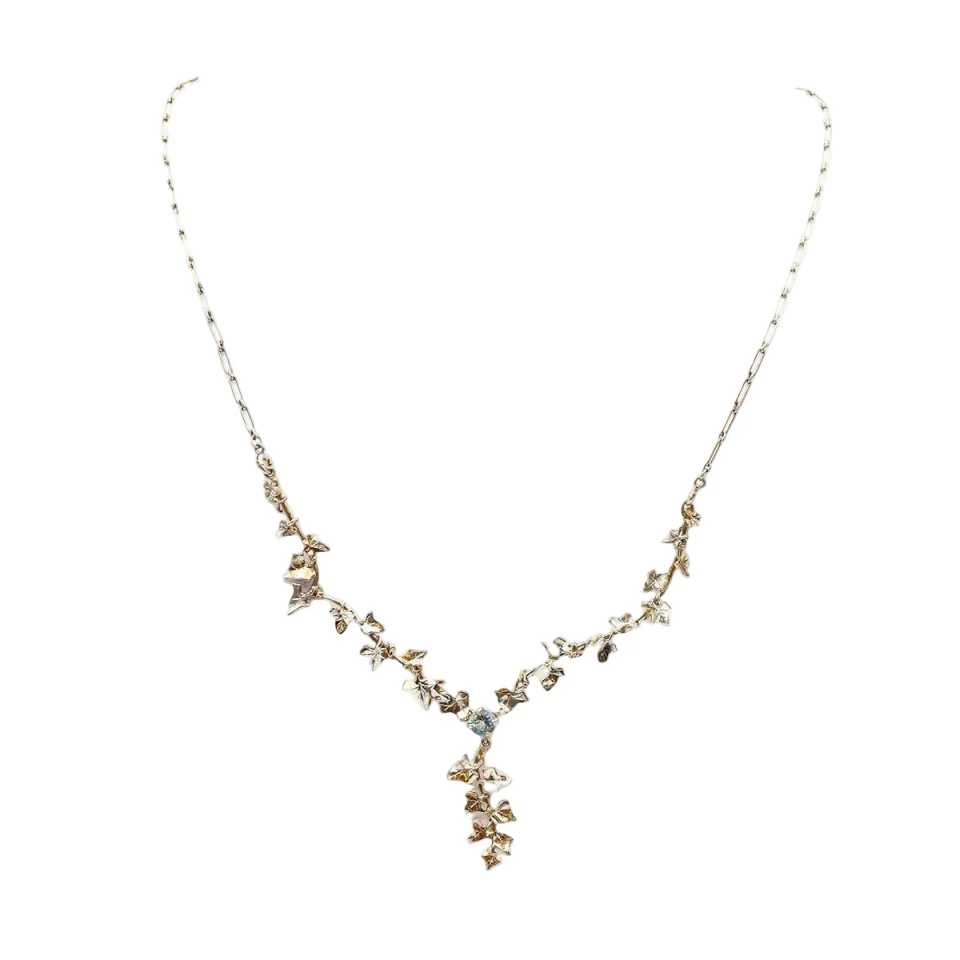 Collier Négligé en or blanc, platine et aigue-marine - Image 3