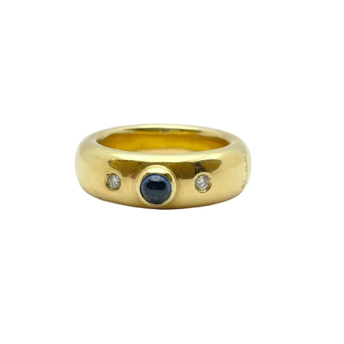 Bague Bandeau en or jaune, saphir et diamants