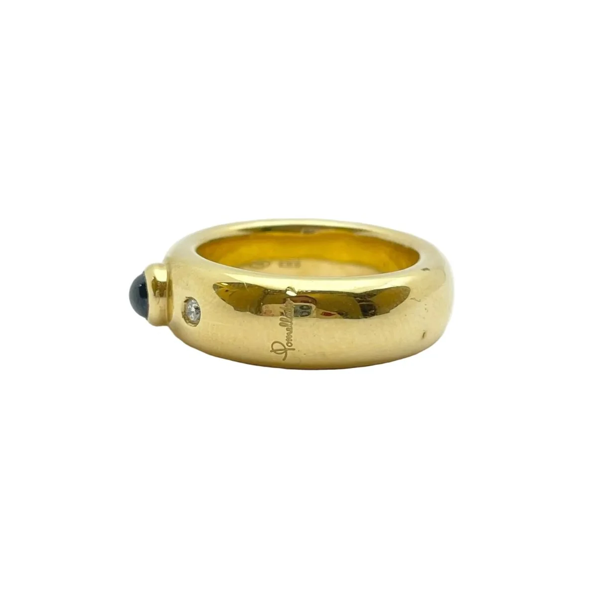 Bague Bandeau en or jaune, saphir et diamants - Image 2