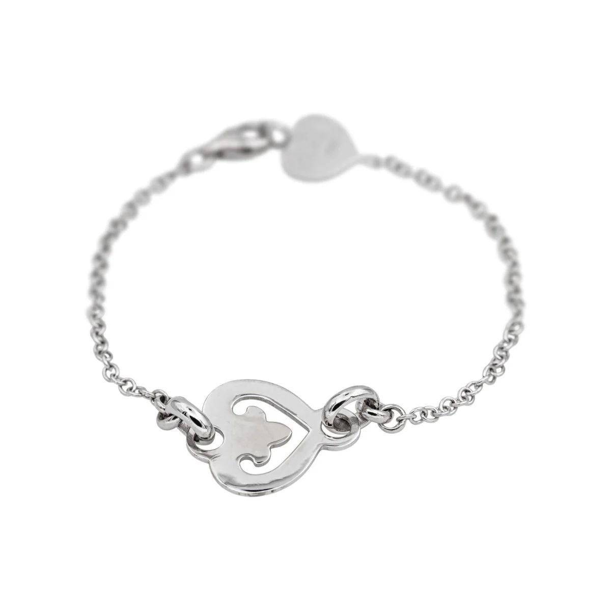 Bracelet Maille O.J. PERRIN "Coeur Légendes" en or blanc