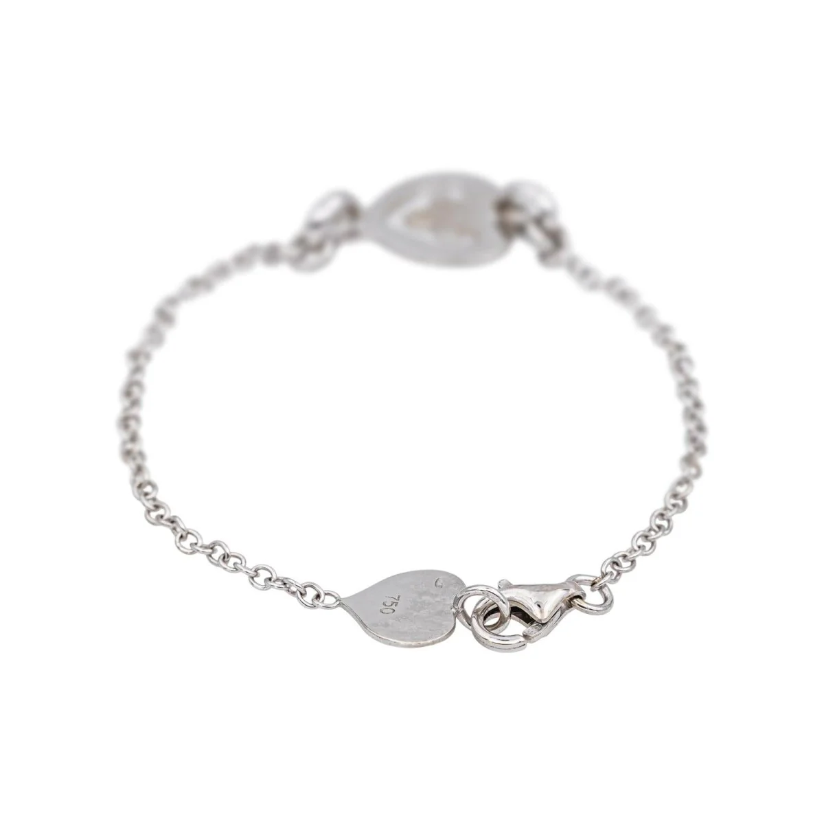 Bracelet Maille O.J. PERRIN "Coeur Légendes" en or blanc - Image 3