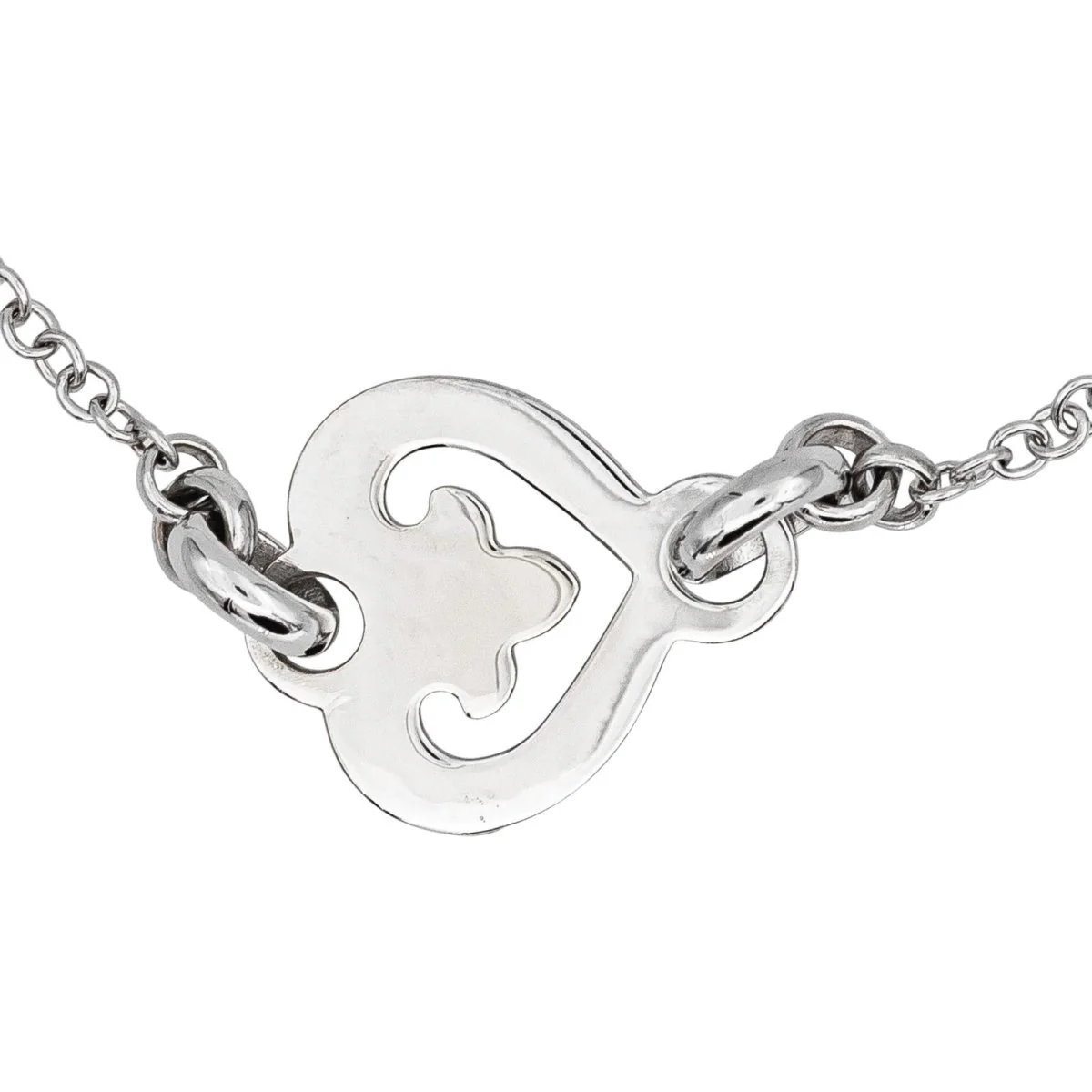 Bracelet Maille O.J. PERRIN "Coeur Légendes" en or blanc - Image 4