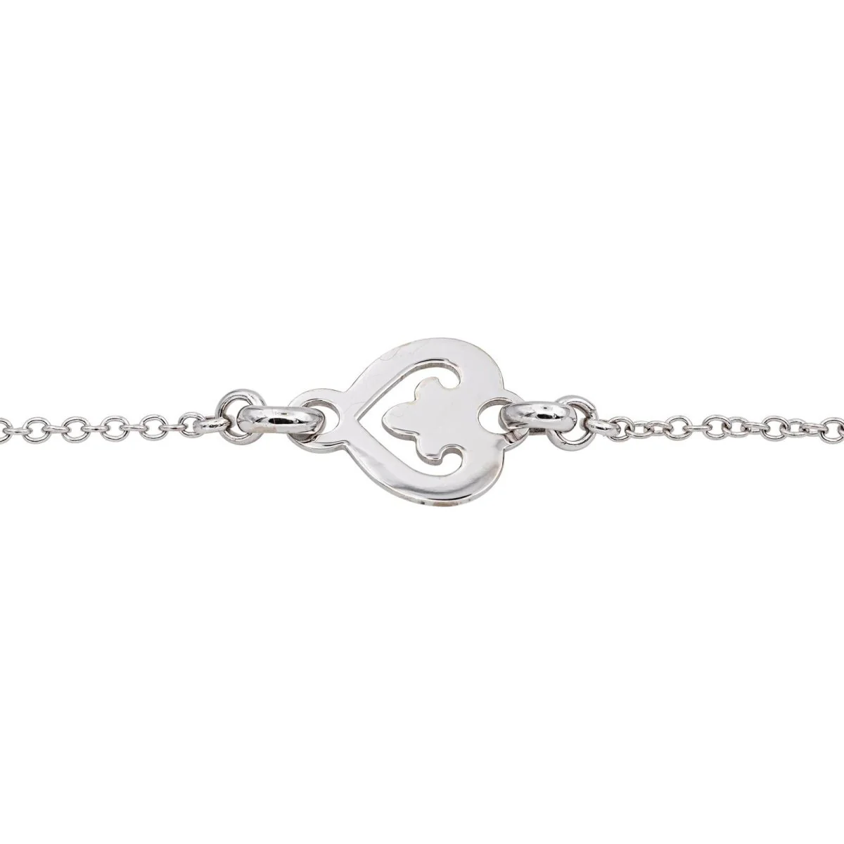 Bracelet Maille O.J. PERRIN "Coeur Légendes" en or blanc - Image 5