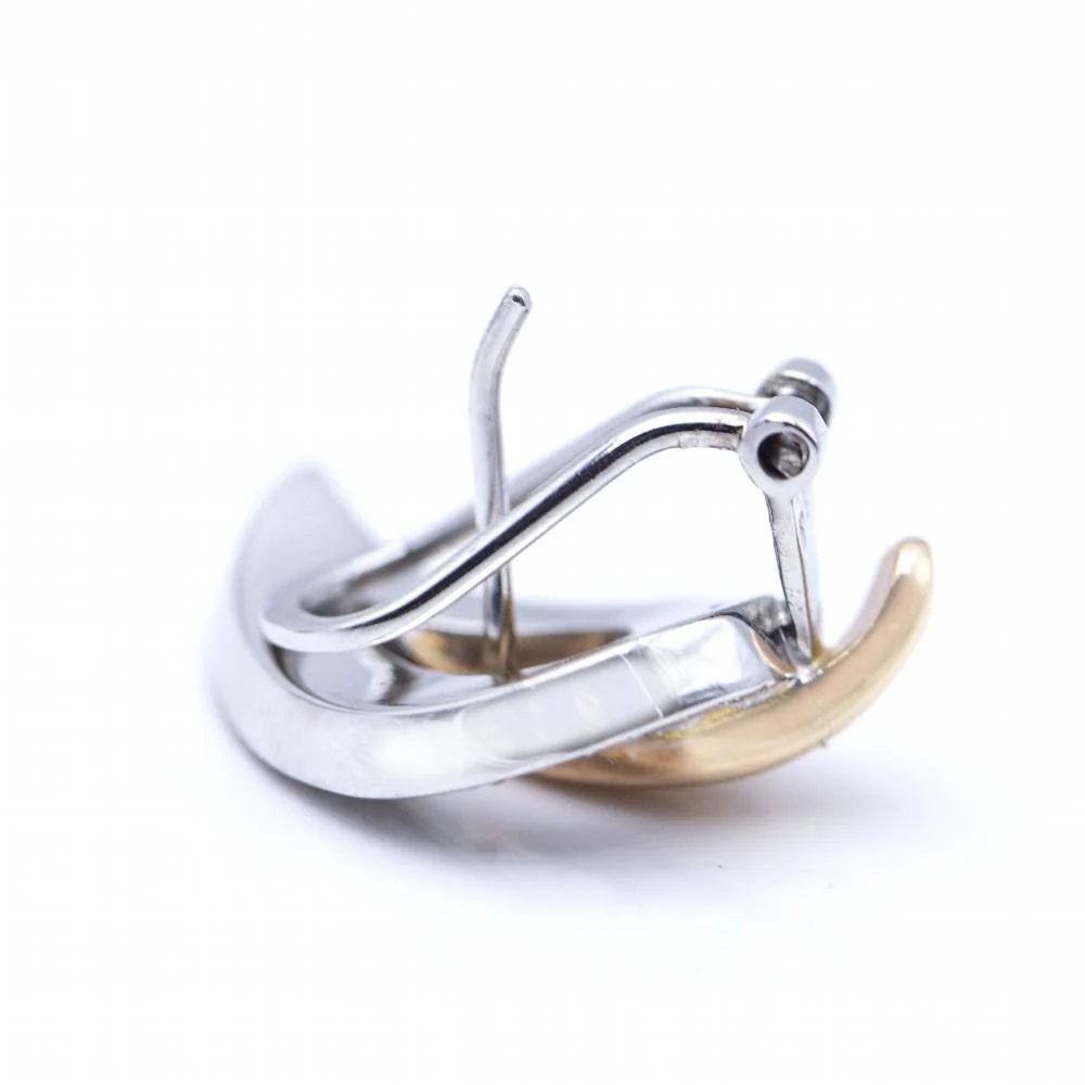 Boucles d'oreilles en or blanc et or rose avec diamants - Image 2