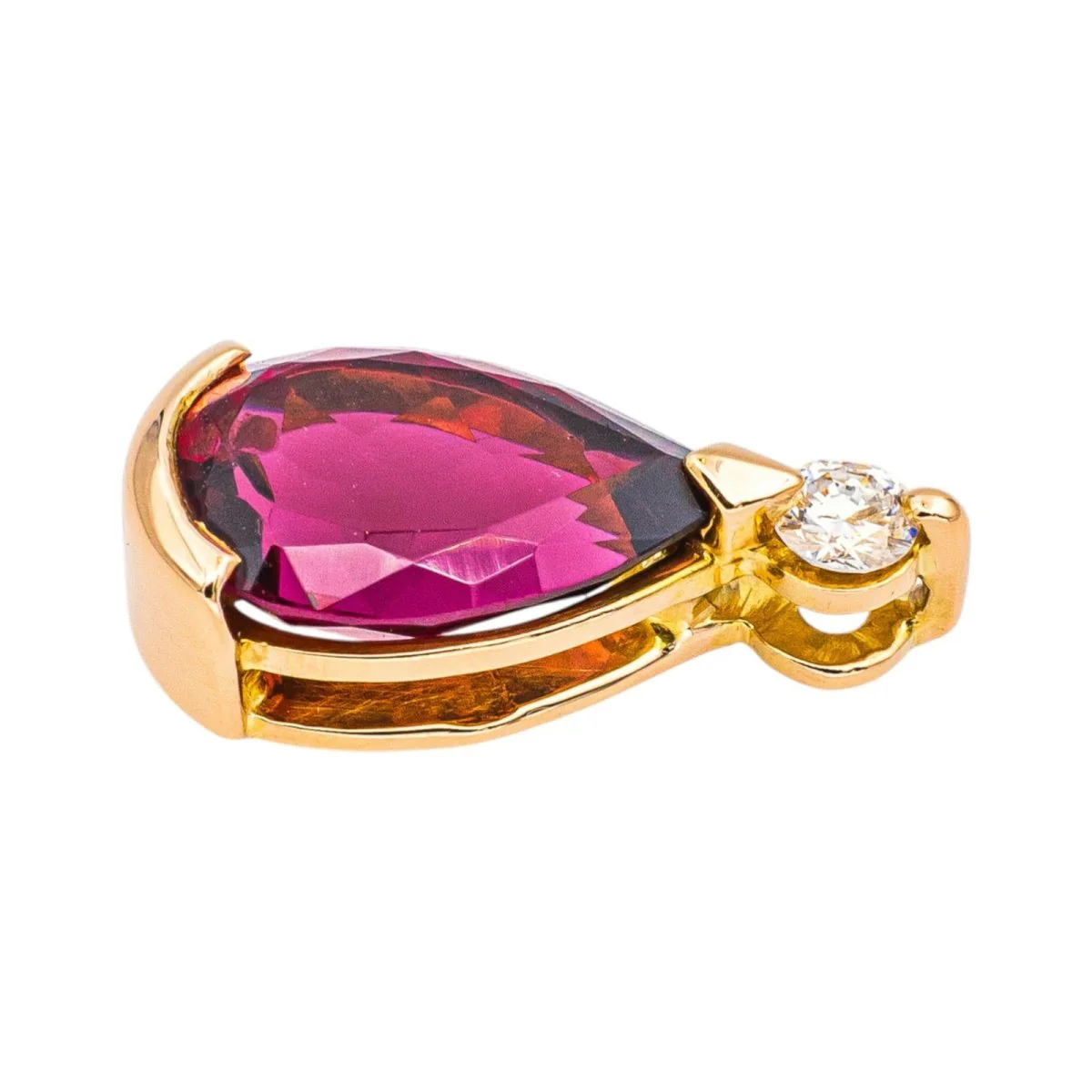 Pendentif en or rose, tourmaline et diamant - Image 2
