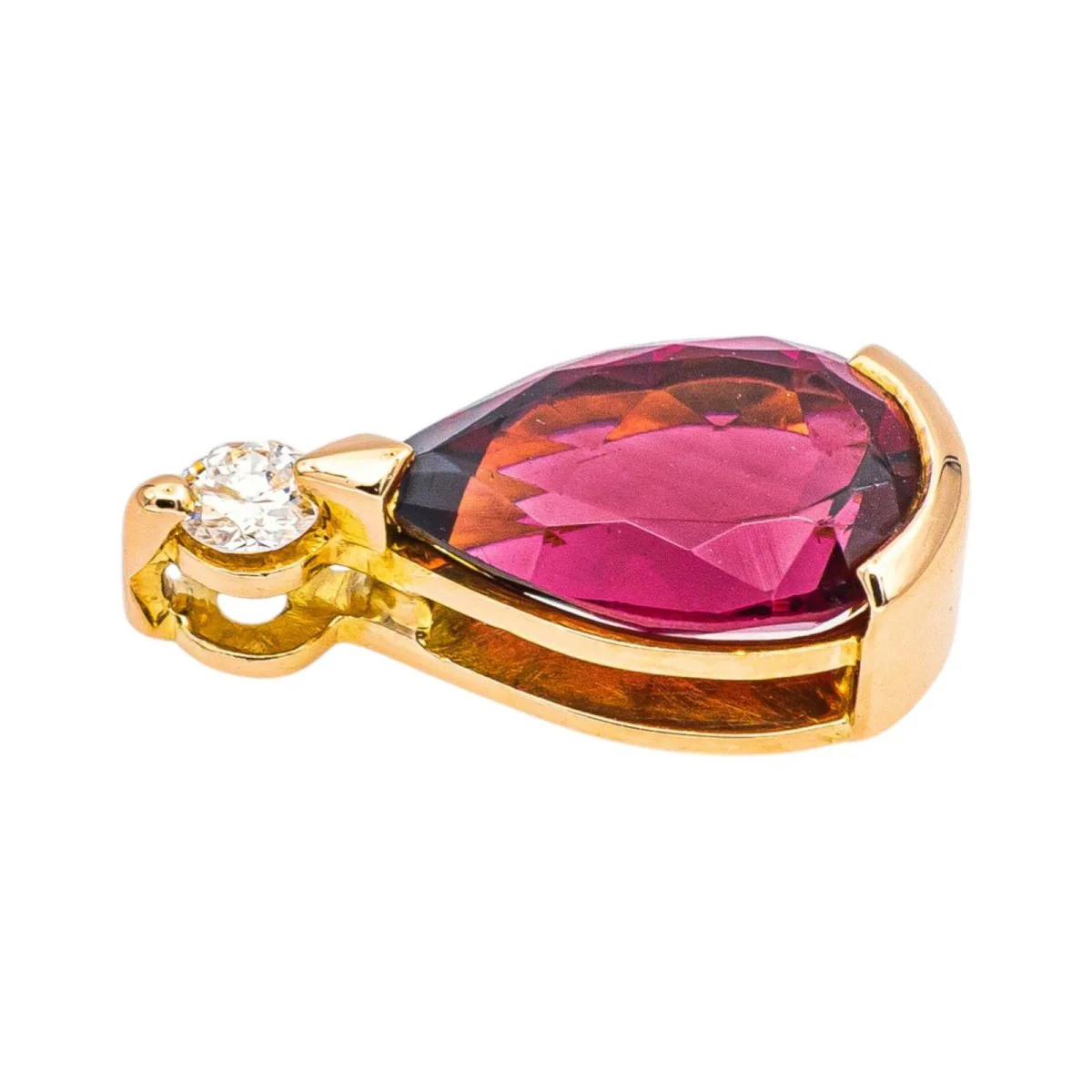 Pendentif en or rose, tourmaline et diamant - Image 3