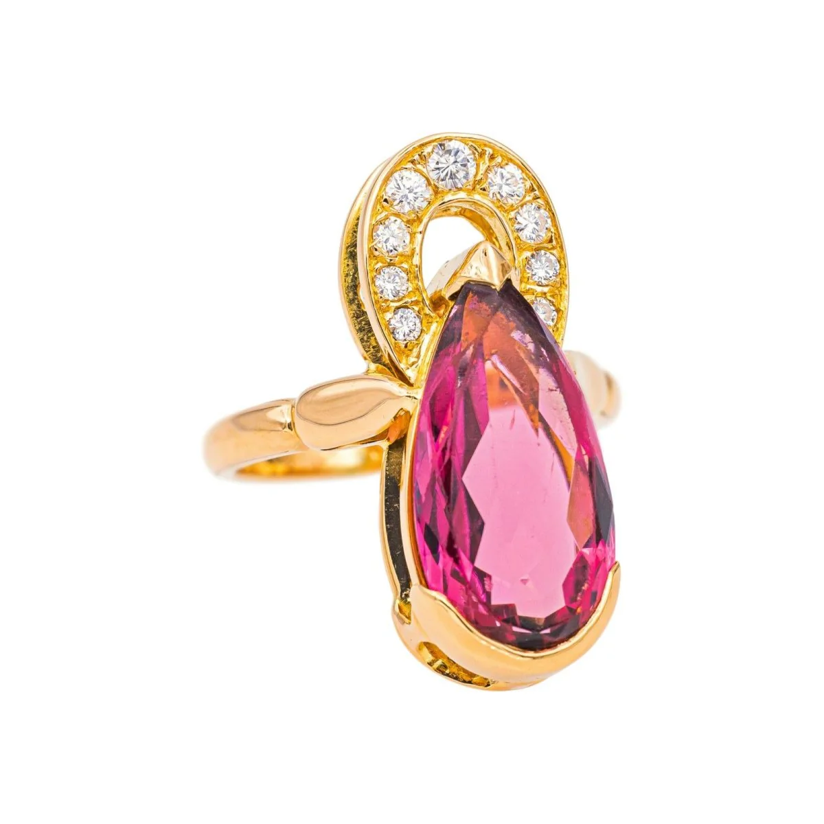 Bague Cocktail en or jaune, tourmaline et diamants - Image 6